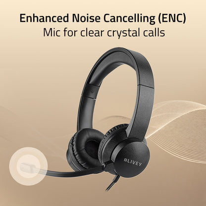 LIVEY Audixa 320DU Headset with Noise Canceling Mic & Stereo Sound