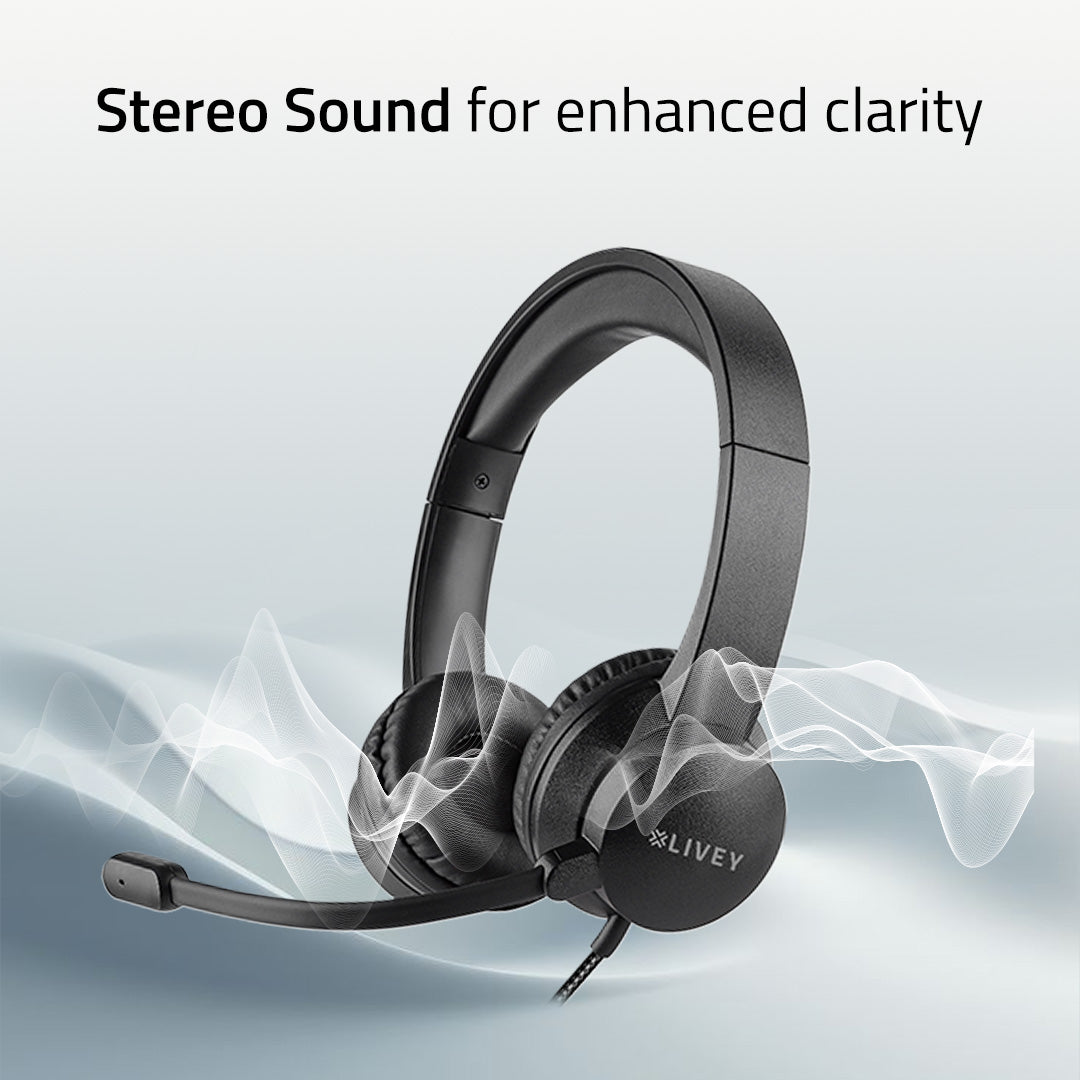 LIVEY Audixa 320DU Plus Headset with ENC Mic & Stereo Sound