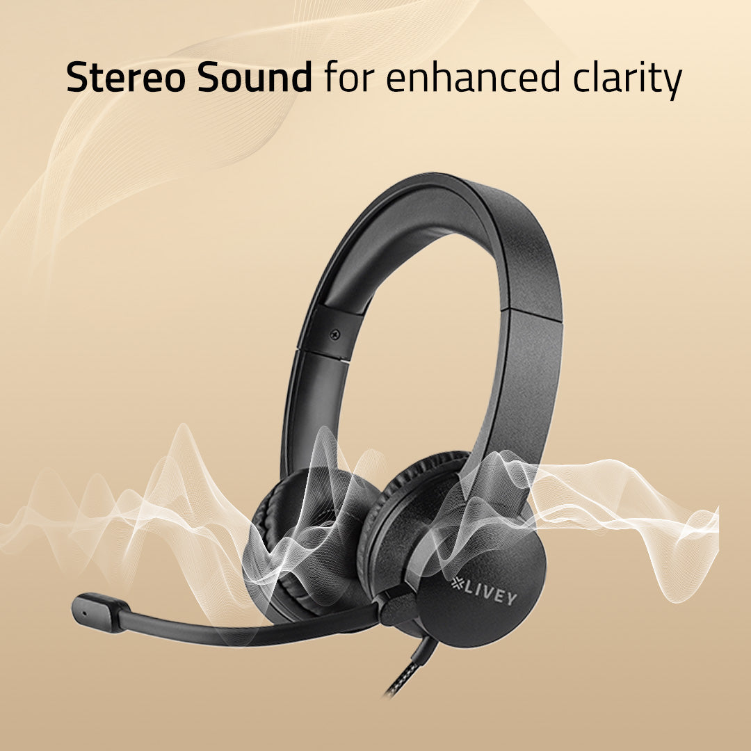 LIVEY Audixa 320DU Headset with Noise Canceling Mic & Stereo Sound