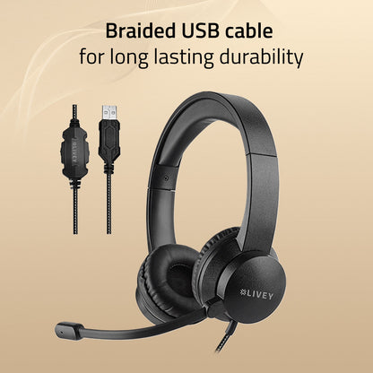 LIVEY Audixa 320DU Headset with Noise Canceling Mic & Stereo Sound