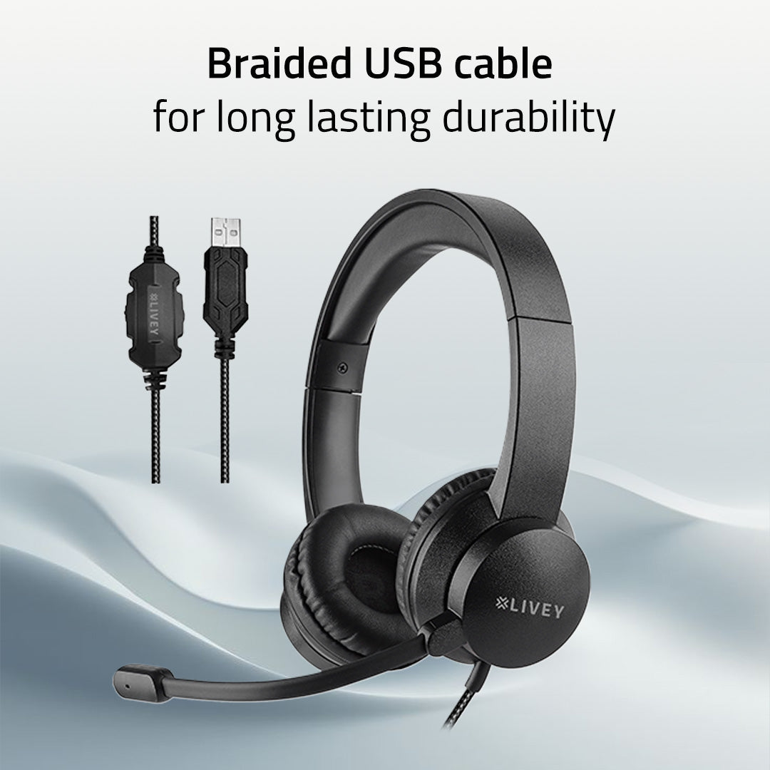 LIVEY Audixa 320DU Plus Headset with ENC Mic & Stereo Sound