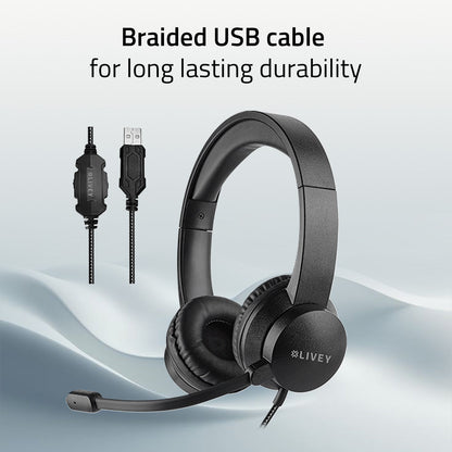 LIVEY Audixa 320DU Plus Headset with ENC Mic & Stereo Sound