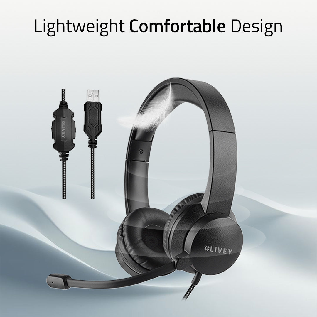 LIVEY Audixa 320DU Plus Headset with ENC Mic & Stereo Sound
