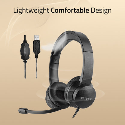 LIVEY Audixa 320DU Headset with Noise Canceling Mic & Stereo Sound