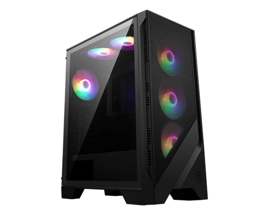 MSI MAG Forge 120A Airflow Premium Gaming PC Case: Auto RGB Fan, Vertical GPU Bracket, Side Air Vents, 360mm Radiator Support, 4mm Thick Tempered Glass, Supports Up to 8 Fans-Cabinet-MSI-computerspace