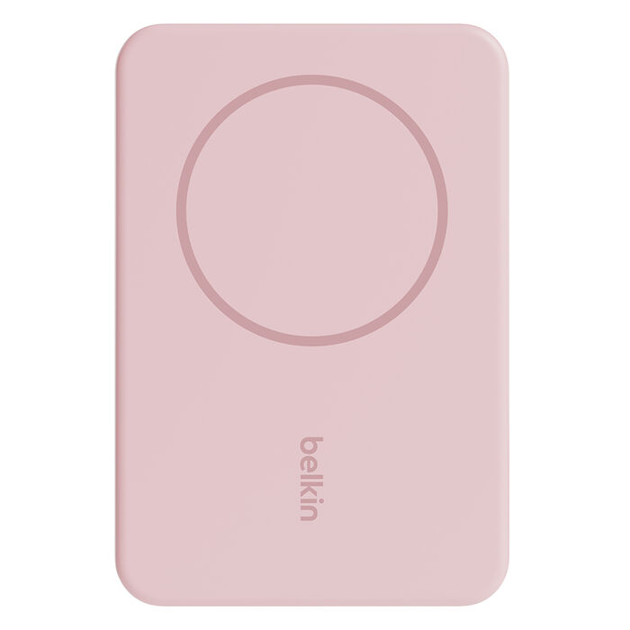 Belkin 5000 mAh Magnetic MagSafe Compatible Wireless Power Bank with Stand, Sleek Design for iPhone 15, 14, 13 and 12 Series, Compatible with MagSafe Covers-Wireless Power Bank-Belkin-Pink-computerspace