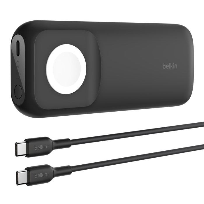 Belkin 10000 mAh Power Bank with 7.5W Fast Wireless Apple Watch & AirPods Pro (2nd Generation) Charger, 20W USB-C PD Port - Black-Power Bank-Belkin-computerspace