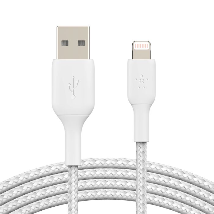 Belkin Braided Lightning to USB-A Cable 2M White – MFi Certified