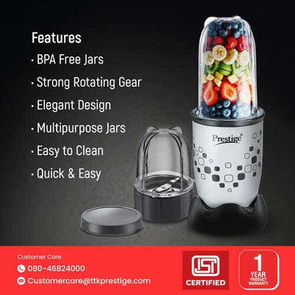 Prestige 350 Watts Nutri-Mix 2.0 Mixer Grinder with 2 Jars|Compact Design| Multipurpose Jars|Inter-Lock System| Sipper Lids