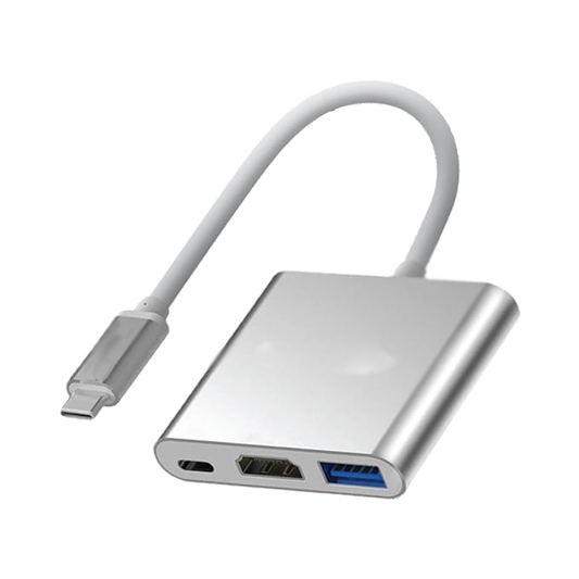 3 in 1 Type C Multiport Hub with 4K HDMI, USB 3.0, Type C PD - 100 Watts, Aluminium Body, Compatible with MacBook | Samsung DeX | Windows Laptop