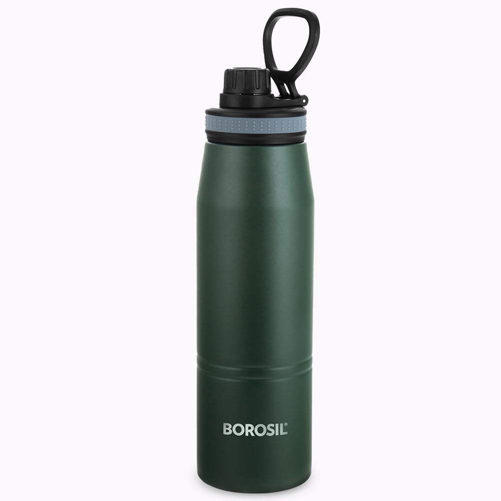 Borosil 900ml Gosports Stainless Steel Water Bottle | Double Wall Vacuum Insulated Flask | Hot 14 Hrs & Cold 18 Hrs | Leakproof, BPA Free | ISI Certified | 1 Year Warranty