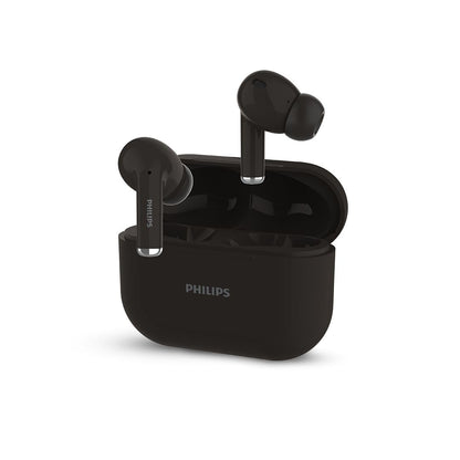 PHILIPS Audio TAT1169BK/94 True Wireless in Ear Earbuds with Pocket Sized Charging Case, Play Time Upto 55Hrs, 12mm Dynamic Drivers, Inbuilt Mic, IPX4 Splash & Sweat Resistant (Black)