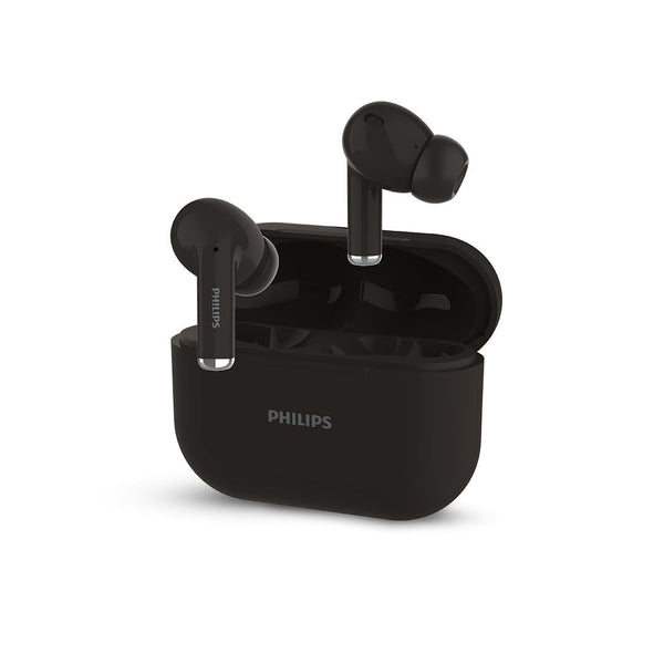 PHILIPS Audio TAT1169BK/94 True Wireless in Ear Earbuds with Pocket Sized Charging Case, Play Time Upto 55Hrs, 12mm Dynamic Drivers, Inbuilt Mic, IPX4 Splash & Sweat Resistant (Black)