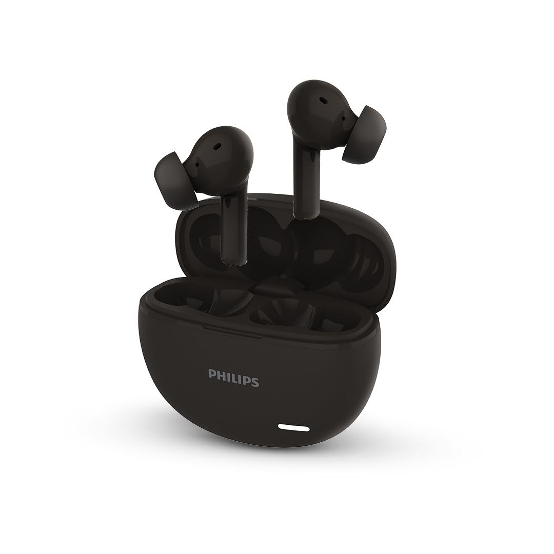PHILIPS Audio TAT1179BK/94 True Wireless in Ear Earbuds with Pocket Sized Charging Case, Play Time Upto 45Hrs, 10mm Dynamic Drivers, Inbuilt Mic, IPX4 Splash & Sweat Resistant (Black)