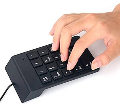 CS USB Numeric Keypad Portable Slim Mini Number Pad for Laptop Desktop Computer PC, Full Size 18 Key, Big Print Letters - Black