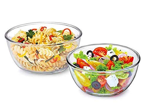 CELLO Ornella Toughened Glass Mixing Bowl Without Lid | Microwave Safe & Dishwasher Safe | Clear & Non- Porous Glass | Scratch Resistant | Transparent