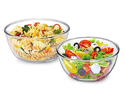 CELLO Ornella Toughened Glass Mixing Bowl Without Lid | Microwave Safe & Dishwasher Safe | Clear & Non- Porous Glass | Scratch Resistant | Transparent
