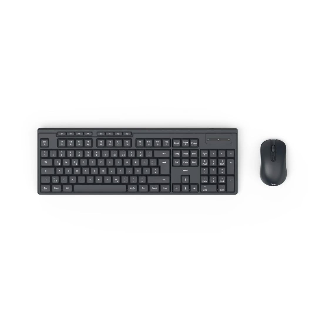 Hama “WKM-200” Wireless Keyboard & Mouse Set, Wireless Keyboard with 8 Media Keys-Black