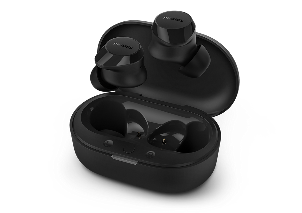 Philips True Wireless Headphones TAT1209BK/00 Up to 18 hours of play time with the case IPX4 splash and sweat resistant Black