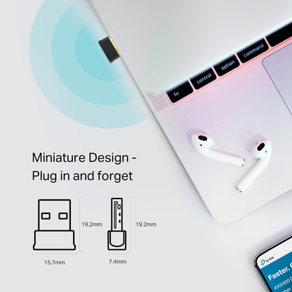 TP-Link Archer T2UB Nano AC600 USB Wi-Fi Bluetooth Adapter - dimensions