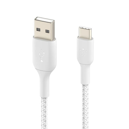 Belkin Braided USB-C to USB-A Cable 2M White – Fast Charge