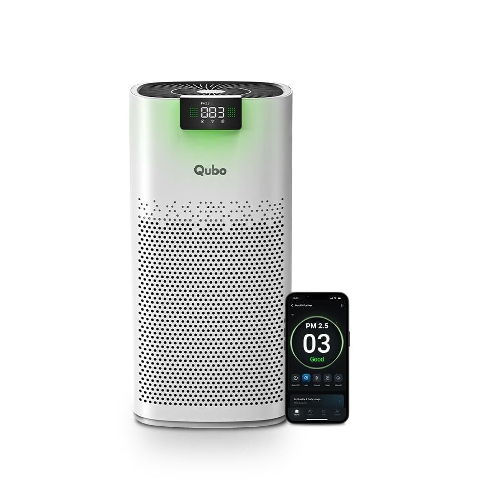 Qubo Smart Air Purifier Q200 for Home by Hero Group | 200 Sqft | 99.99% Allergen Removal |4-Layer True HEPA H13 Filter | 9000 Hrs Filter Life | Smart App & Voice Control | Quiet Night Mode