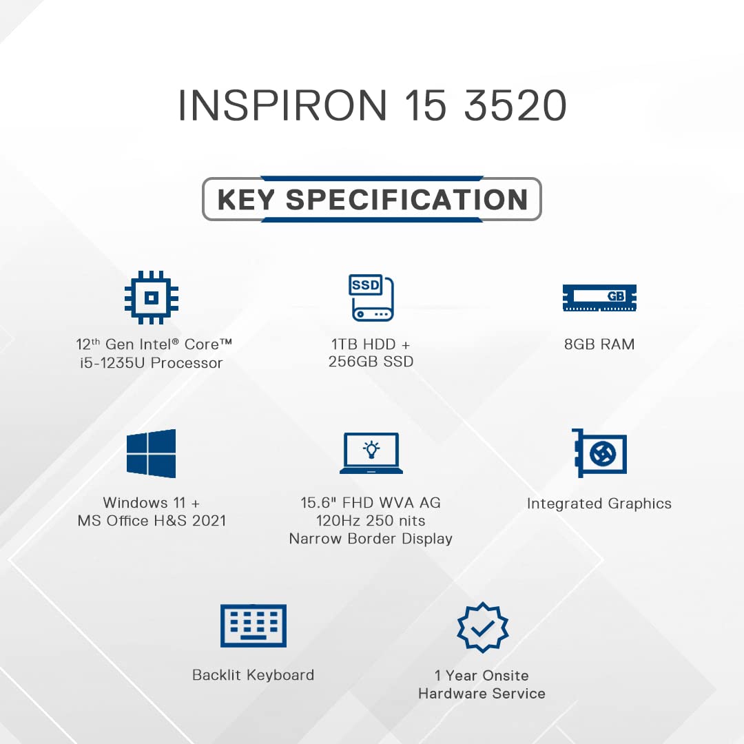 DELL INSPIRON 3520 (OIN352010021RINB1M)/15.6 INCH FHD/I3-1215U/8GB/512GB SSD/UMA/WIN11/STANDARD KBD/CARBON BLACK(CP61-423-2P0.5Y)