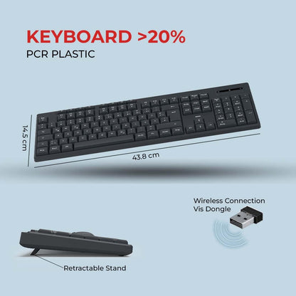 Hama “WKM-200” Wireless Keyboard & Mouse Set, Wireless Keyboard with 8 Media Keys-Black