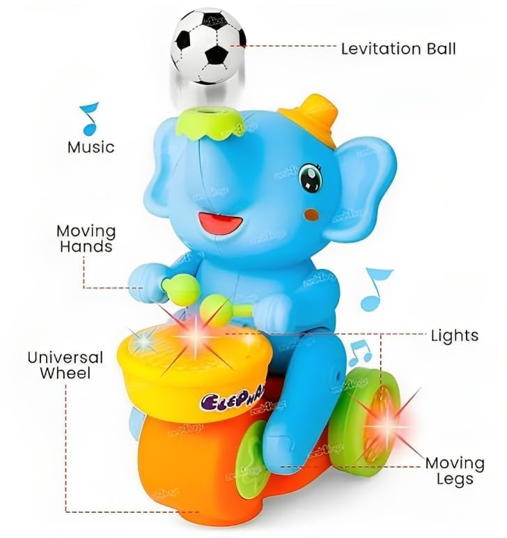 Elephant Musician Toy - Levitation Ball, Dazzling Lights & Music Sounds | Kids Toy
