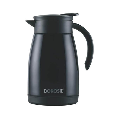 Borosil Stainless Steel Teapot with Handle | Double Wall Vacuum Insulated Thermosteel Carafe | BPA Free Jug for Tea/Coffee & Juice | 18 Hours Hot & 24 Hours Cold | 1 Year Warranty (Black, 750ml)