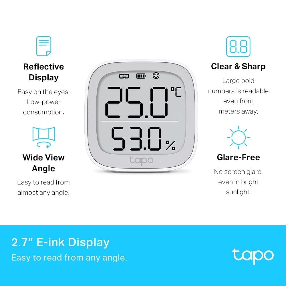 Tapo T315 Smart Hygrometer Thermometer — Digital Temperature & Humidity Sensor with Real-Time Monitoring, Free Data History & Visual Graphs | Works with Tapo Hub