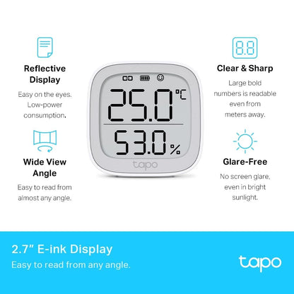 Tapo T315 Smart Hygrometer Thermometer — Digital Temperature & Humidity Sensor with Real-Time Monitoring, Free Data History & Visual Graphs | Works with Tapo Hub