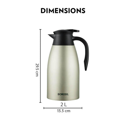 Borosil Stainless Steel 500ml Teapot with Handle | Double Wall Vacuum Insulated Thermosteel Carafe | BPA Free Jug for Tea/Coffee & Juice | 12 Hours Hot & 14 Hours Cold | 1 Year Warranty, Black
