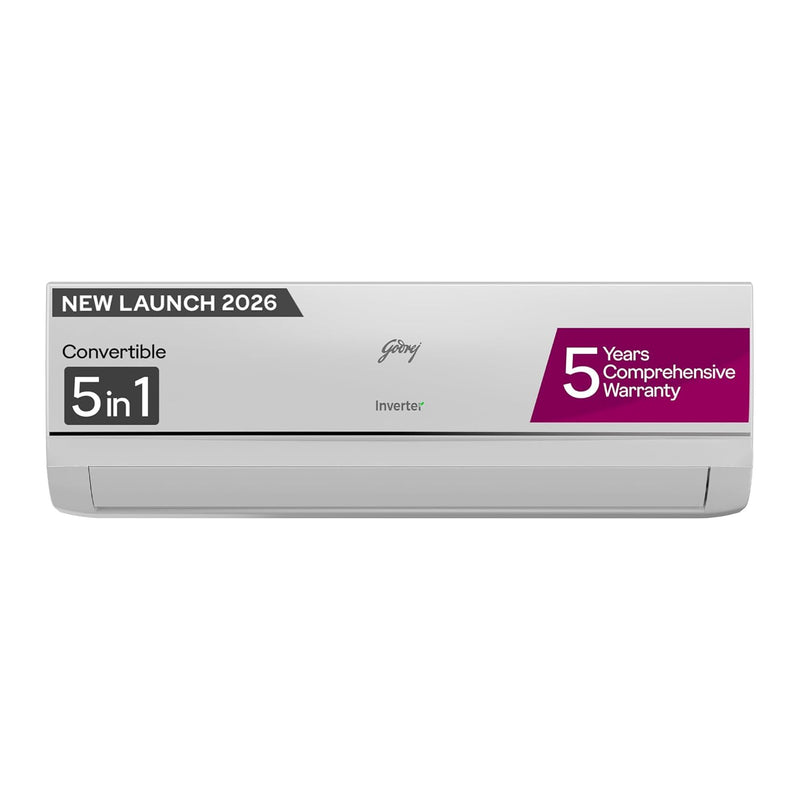 Godrej 1 Ton 3 Star Split Inverter AC – 5-in-1 Convertible, 52° Heavy Duty Cooling (12Y3TH, 2026 Model)