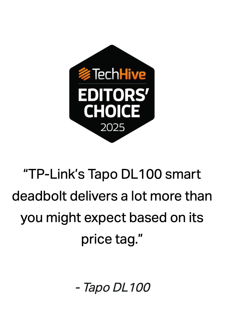 Tapo Smart Wi-Fi Deadbolt Door Lock Keyless Tactile Buttons, Customized Access with in-App Monitoring, IP54 Weatherproof, BHMA Grade 3, Compatible with Standard Door Size, Tapo DL100 Free Installation