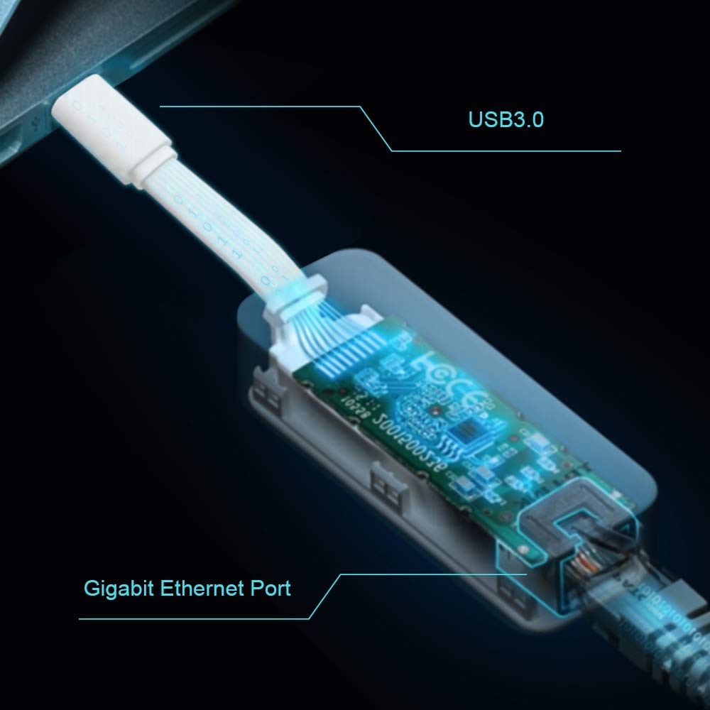TP-Link USB to Ethernet Adapter (UE306), Foldable USB 3.0 to Gigabit Ethernet LAN Network Adapter, Supports Nintendo Switch, Windows 11/10/8.1/8/7 Mac OS and Linux OS, Plug and Play