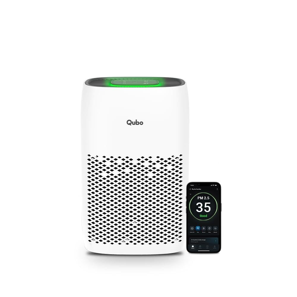 Qubo Smart Air Purifier Q400 for Home by Hero Group | 400 Sqft | 99.99% Allergen Removal |4-Layer True HEPA H13 Filter | 9000 Hrs Filter Life | App & Voice Control | Quiet Night Mode | BLDC Motor