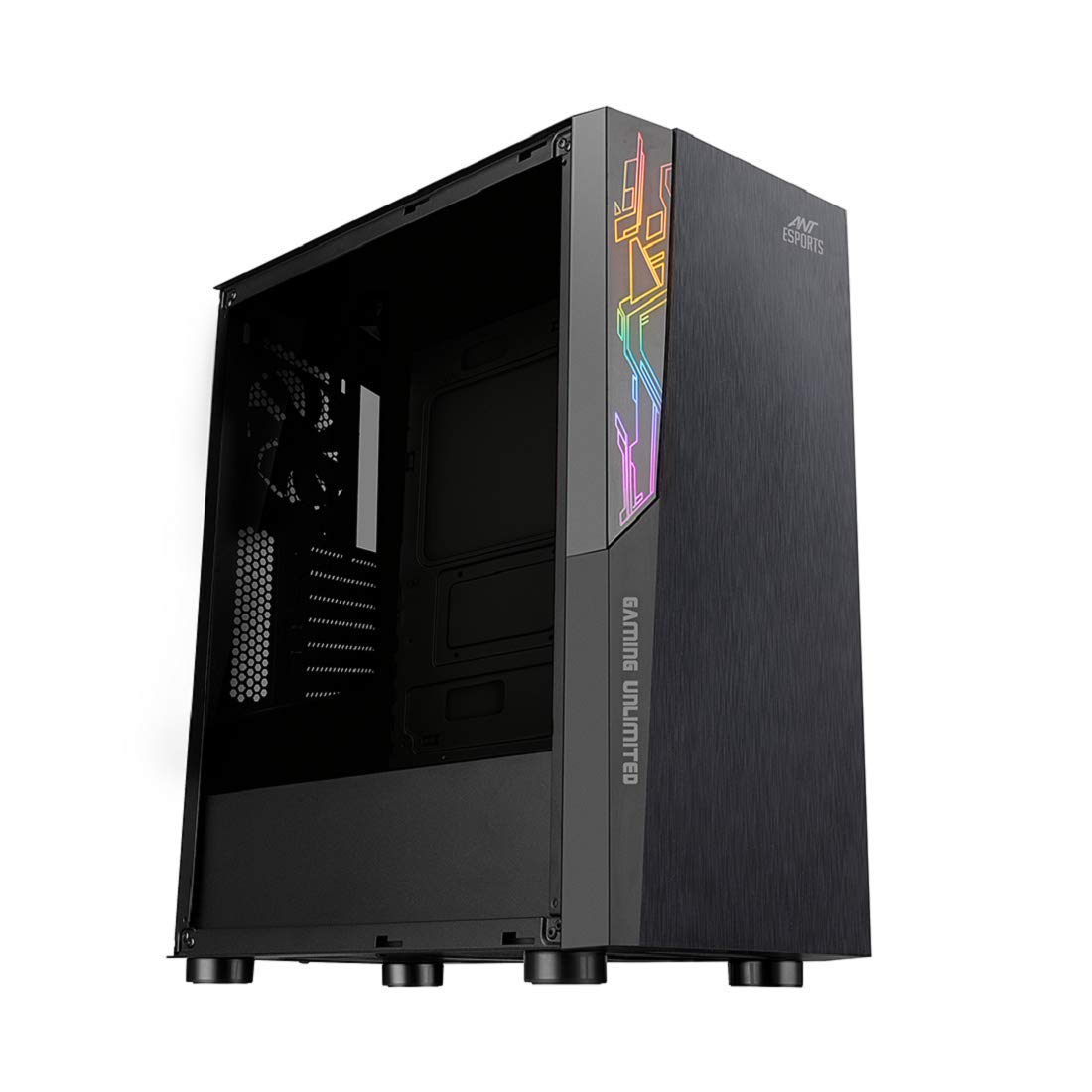 Ant Esports ICE-120AG Mid Tower Computer Case I Gaming Cabinet Supports ATX, Micro-ATX, Mini-ITX Motherboard with 1 x 120 mm Rear Fan Preinstalled - Black-Cabinets-antesports-computerspace