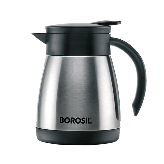 Borosil Stainless Steel 500ml Teapot with Handle | Double Wall Vacuum Insulated Thermosteel Carafe | BPA Free Jug for Tea/Coffee & Juice | 12 Hours Hot & 14 Hours Cold | 1 Year Warranty, Black