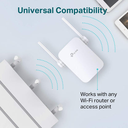 TP-Link TL-WA855RE, Single Band 300Mbps RJ45 Wireless Range Extender, Wi-Fi Booster, Broadband/Wi-Fi Extender, Hotspot with 1 Ethernet Port, Plug and Play, Access Point Mode, 2 External Antennas,White