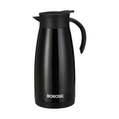 Borosil Stainless Steel 500ml Teapot with Handle | Double Wall Vacuum Insulated Thermosteel Carafe | BPA Free Jug for Tea/Coffee & Juice | 12 Hours Hot & 14 Hours Cold | 1 Year Warranty, Black