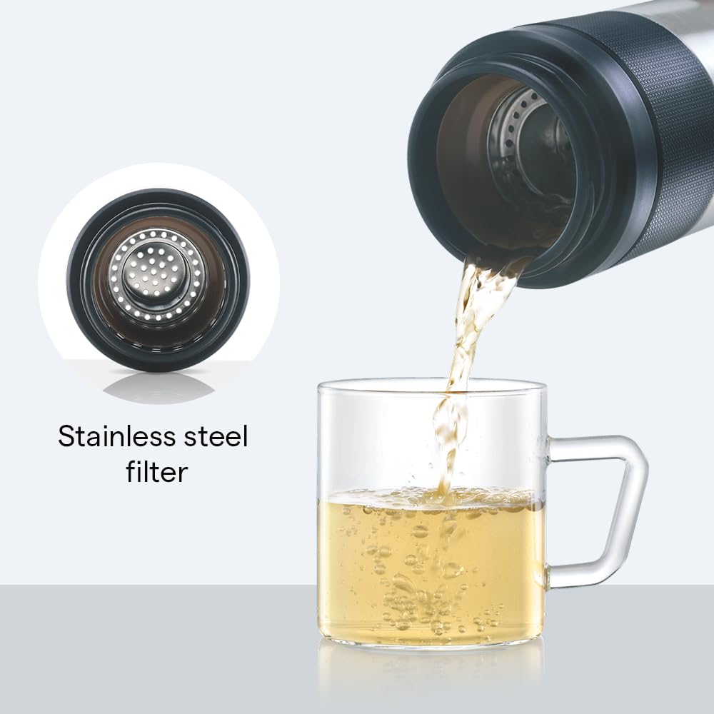 Borosil 350ml Hydra Travelmate Stainless Steel Travel Mug | 8 Hours Hot & 14 Hours Cold | Double Wall Vacuum Insulated | Tea & Coffee Spill Proof Flask for Office, School & College