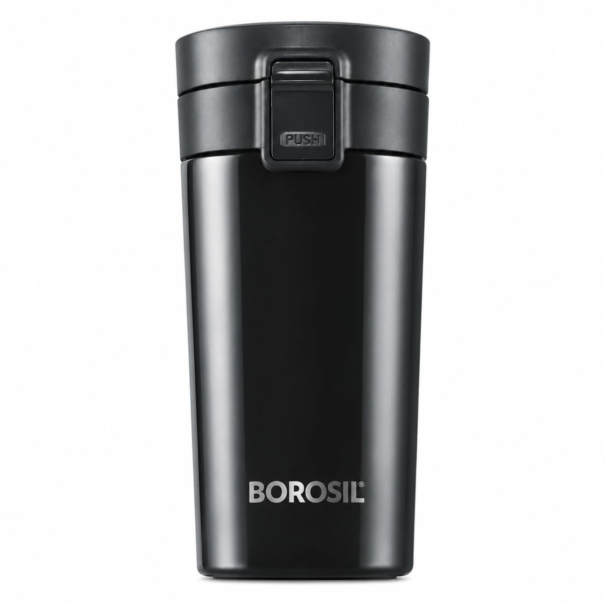 Borosil Coffeemate 380 ml Stainless Steel Vacuum-Insulated Travel Flask, Black