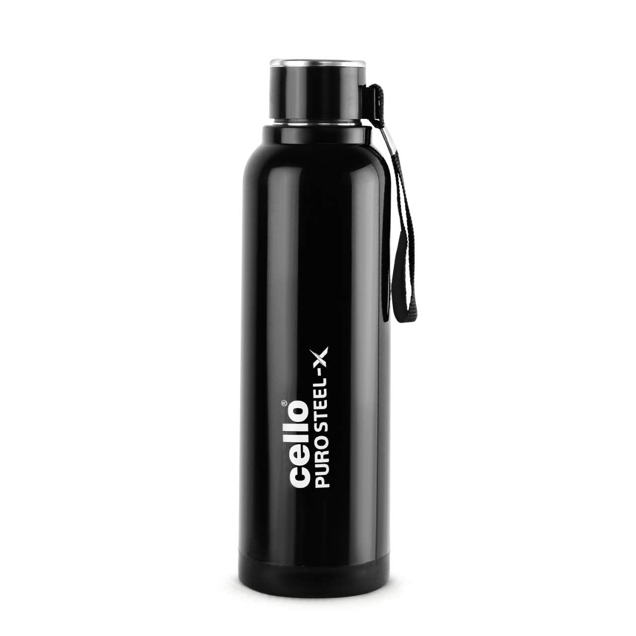 CELLO Puro Steel-X Benz 900 | Leak Proof| Wide Mouth & Easy to Open | Insulated Inner Steel Water Bottle | 730ml | White