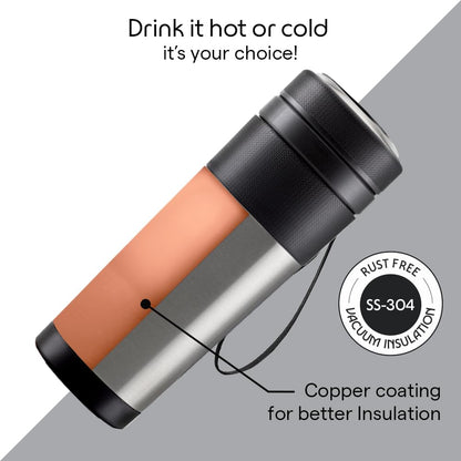 Borosil 350ml Hydra Travelmate Stainless Steel Travel Mug | 8 Hours Hot & 14 Hours Cold | Double Wall Vacuum Insulated | Tea & Coffee Spill Proof Flask for Office, School & College