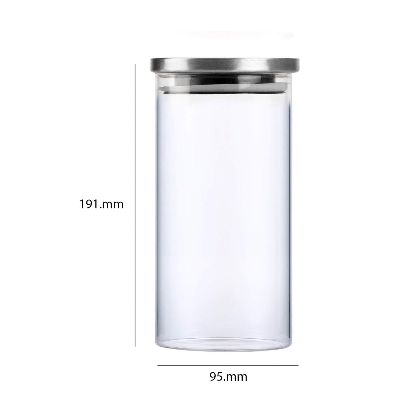 Cello Steelox Borosilicate Storage Jar, Air Tight, Clear, 1000 ml