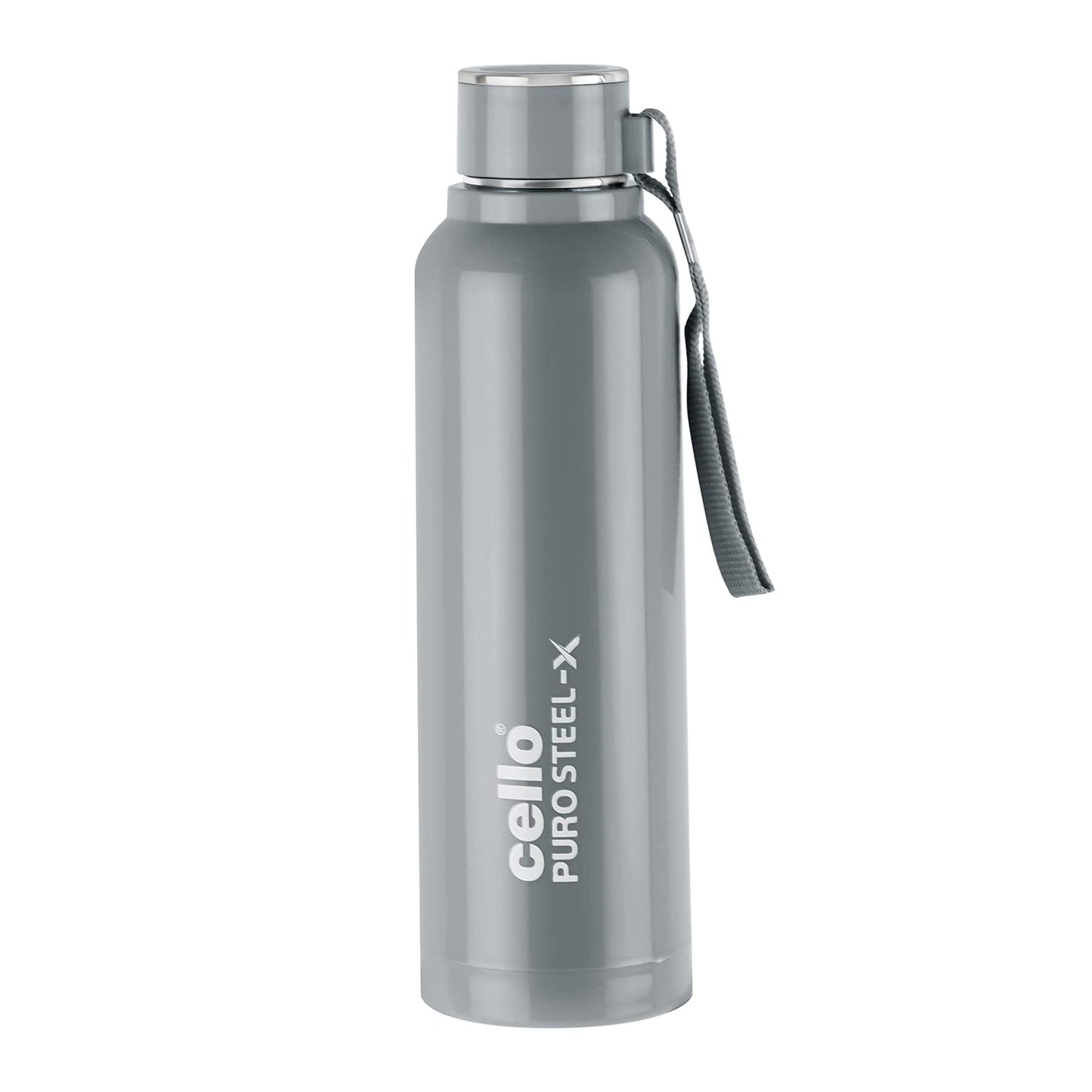 CELLO Puro Steel-X Benz 900 | Leak Proof| Wide Mouth & Easy to Open | Insulated Inner Steel Water Bottle | 730ml | White