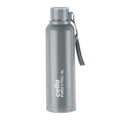 CELLO Puro Steel-X Benz 900 | Leak Proof| Wide Mouth & Easy to Open | Insulated Inner Steel Water Bottle | 730ml | White