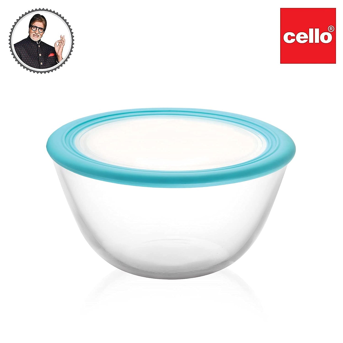 CELLO Ornella Toughened Glass Mixing Bowl Without Lid | Microwave Safe & Dishwasher Safe | Clear & Non- Porous Glass | Scratch Resistant | Transparent