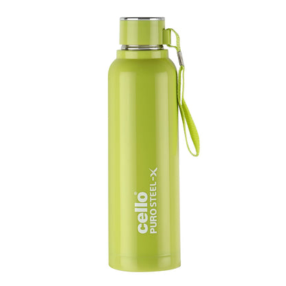 CELLO Puro Steel-X Benz 900 | Leak Proof| Wide Mouth & Easy to Open | Insulated Inner Steel Water Bottle | 730ml | White